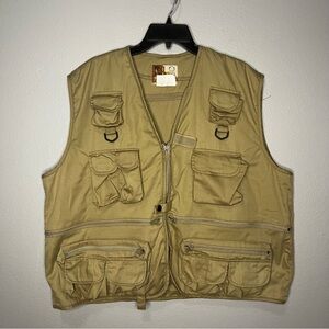 Rio Bravo By Prestige Fishing Vest Tan Pockets XL Zipper Outdoors Hunting Cotton